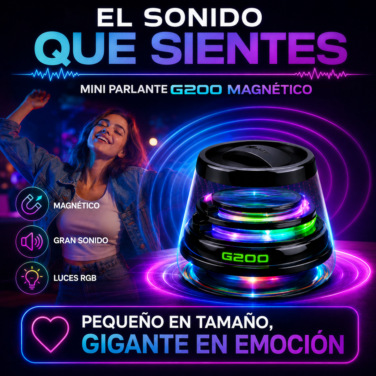 Mini Parlante Magnético portátil Multiuso-Sonido potente+ ENVÍO GRATIS 🚚