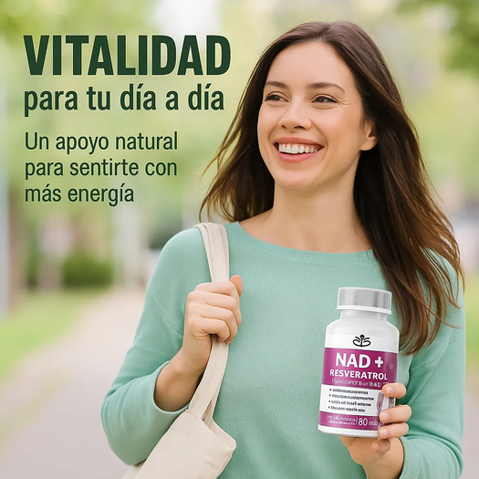 Nad + Resveratrol 1000mg Original, 60 Caps. Original Sin Sabor