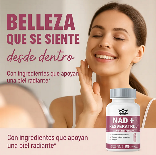 Nad + Resveratrol 1000mg Original, 60 Caps. Original Sin Sabor