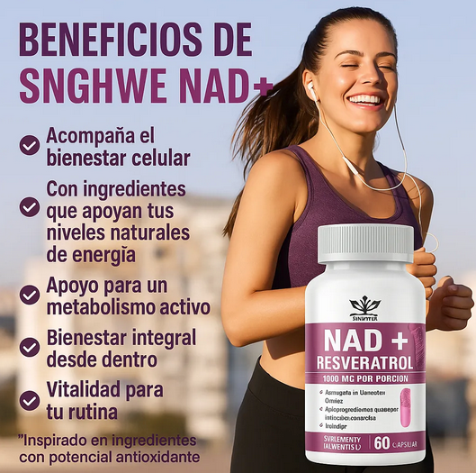 Nad + Resveratrol 1000mg Original, 60 Caps. Original Sin Sabor