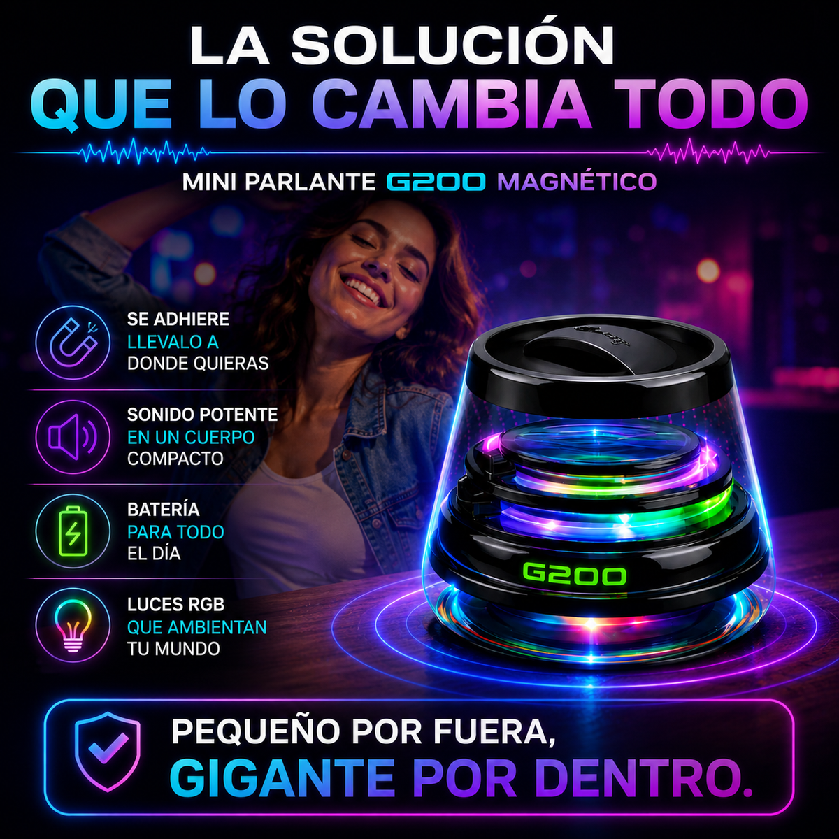 Mini Parlante Magnético portátil Multiuso-Sonido potente+ ENVÍO GRATIS 🚚